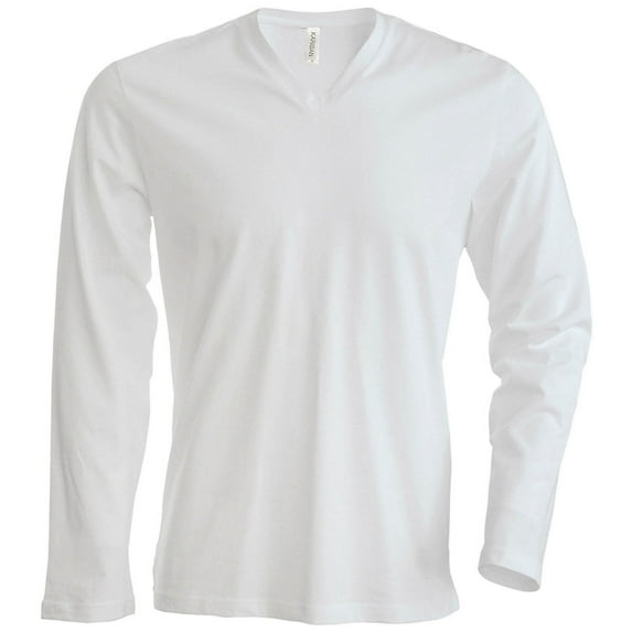 Kariban Mens Slim Fit Long Sleeve V Neck T-Shirt