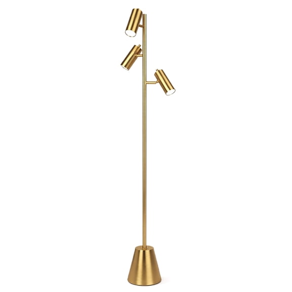 Karidi Modern Gold Metal Cone Base Triple Spotlight Floor Lamp