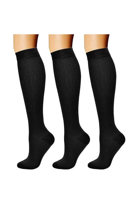 3 Pairs Compression Socks for Women&Men 20-30 mmHg Knee High Cute Support Socks for Nurses Pregnacy Travel
