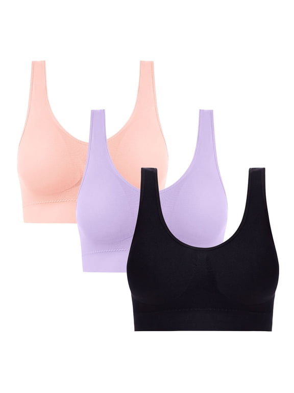 3PCS Women Sport Bras Yoga Fitness Running Bra Wireless Push up Plus Size