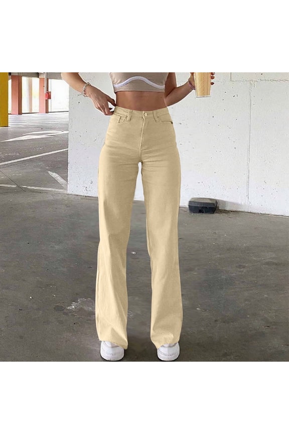 Bell Bottom Jeans for Women High Waisted Stretch Flare Pants 5 Button Skinny Boot Cut Jean Khaki