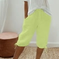 thumbnail image 1 of Karight Bermuda Shorts for Women Summer Knee Length Cotton Linen Shorts Casual Cozy Drawstring Waist Capri Pants with Pockets Mint Green, 1 of 7