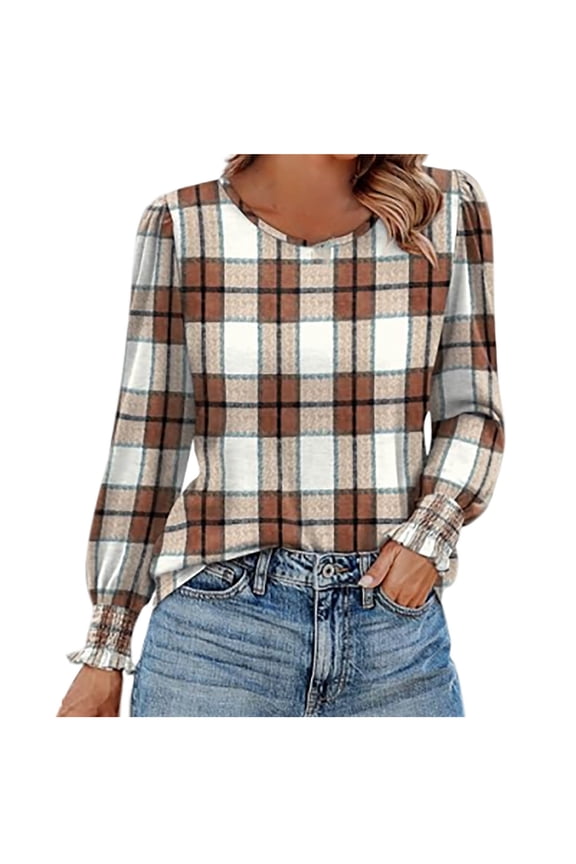 Blouses for Women Dressy Casual Long Sleeve Shirts Fashion Clothing Puff Sleeve Tunic Tops with Smocked Cuffs