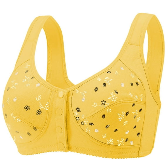 Karight Bras for Older Women Front Closure No Underwire Breathable Bras Comfy Full Coverage Push Up Cotton Bra