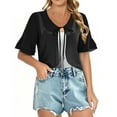 thumbnail image 1 of Karight Chiffon Cover Up Cardigans for Women Summer Bolero Shrugs Open Front Ruffle Short Sleeve Lightweight Casual Crop Tops, 1 of 6