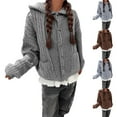 thumbnail image 1 of Karight Chunky Cardigan Sweaters for Women Long Sleeve Button Down Open Front Cardigan Warm Cable Knit Hooded Coat with Pockets, 1 of 5