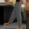 thumbnail image 1 of Karight Cotton Linen Pants for Women Summer Gauze Drawstring High Waisted Lounge Trouser Casual Beach Vacation Clothes, 1 of 5
