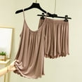 thumbnail image 1 of Karight Cotton Pajamas for Women Soft Comfy Pleated Sleepwear 2 Piece Spaghetti Strap Cami Top and Shorts Set Pj Loungewear, 1 of 3