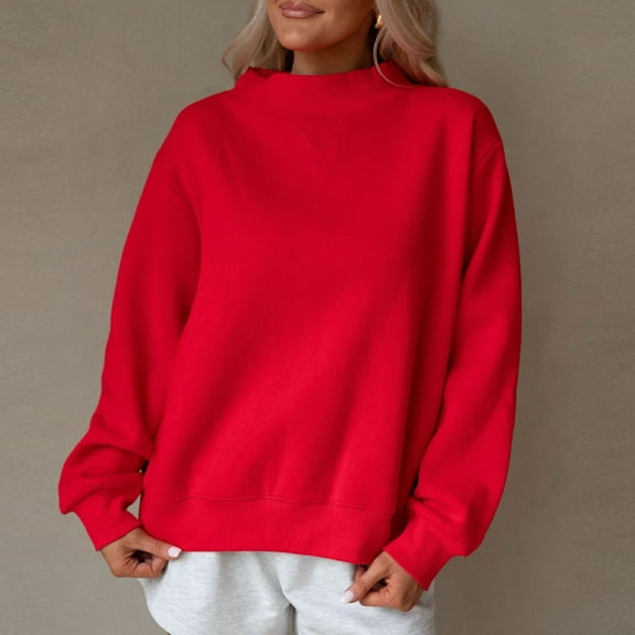 Karight Crewneck Sweatshirts Women Fall Fleece Oversized Sweatshirt with Pockets Loose Fit Cute Hoodies Y2k Fashion Clothing