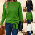 thumbnail image 1 of Karight Cute Bowknot Hem Sweaters for Women Cozy Fall Winter Loose Crewneck Long Sleeve Ladies Pullover Sweater Tops, 1 of 9