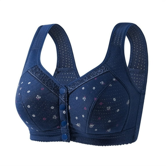 Karight Daisy Bras for Older Women Front Button Close Convenient Everyday Bra Comfortable No Underwire Gathering Bras