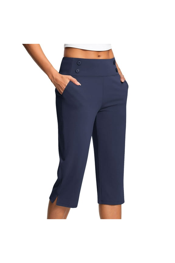 Dressy Capri Pants for Women High Waist Stretch Womens Golf Capris Pants for Summer with Pockets Work Casual