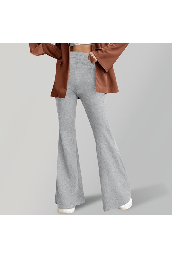 Flare Leggings for Women Low Rise Fold Over Flared Yoga Pants Bootcut Leggings Ladies Comfy Workout Pants
