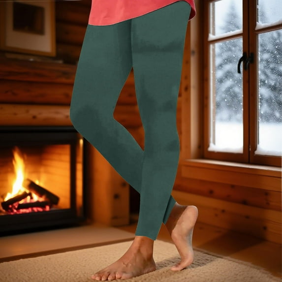 Karight Fleece Lined Leggings Women Short Fuzz High Waisted Soft Yoga Pants Winter Thermal Warm Leggings 2025 Fashion