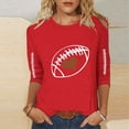 thumbnail image 1 of Karight Football Shirts for Women Plus Size Graphic Print Pullover Shirts Casual 3/4 Length Sleeve Crewneck Fall Fashion Tops, 1 of 4