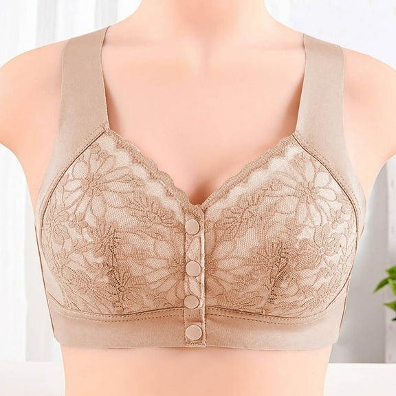 Karight Front Closure Bras for Women No Underwire Full Coverage Breathable Senior Bras Upgraded Push Up Padded Bralette