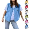 thumbnail image 1 of Karight Fuzzy Sherpa Vest for Women Loose Open Front Button Down Fleece Cardigan Warm Winter Sleeveless Casual Jackets, 1 of 8