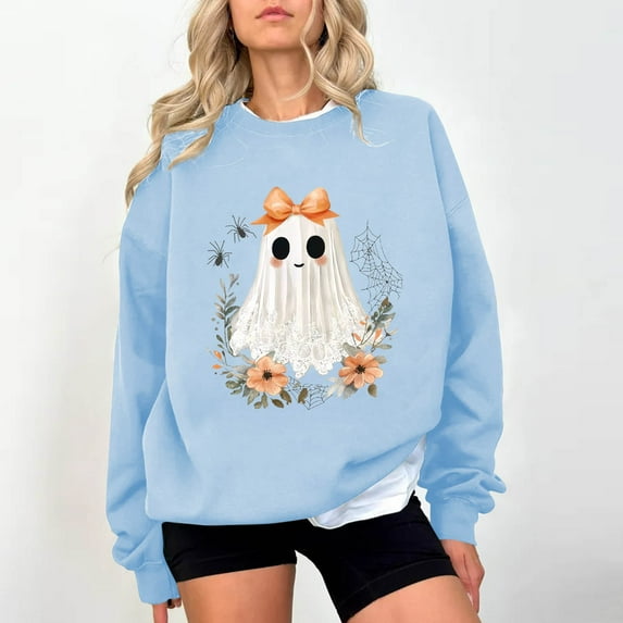 Karight Halloween Lace Ghost Sweatshirt, Coquette Ghost Halloween Flower Ghost Spooky Lace Ghost Sweatshirt, Unisex Shirt