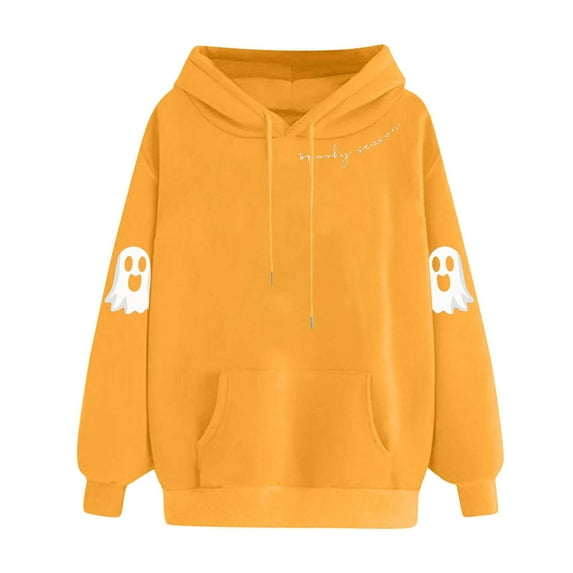 Karight Halloween Sweatshirts for Women Cute Ghost Graphic Hoodies Casual Loose Long Sleeve Pullovers with Pockets
