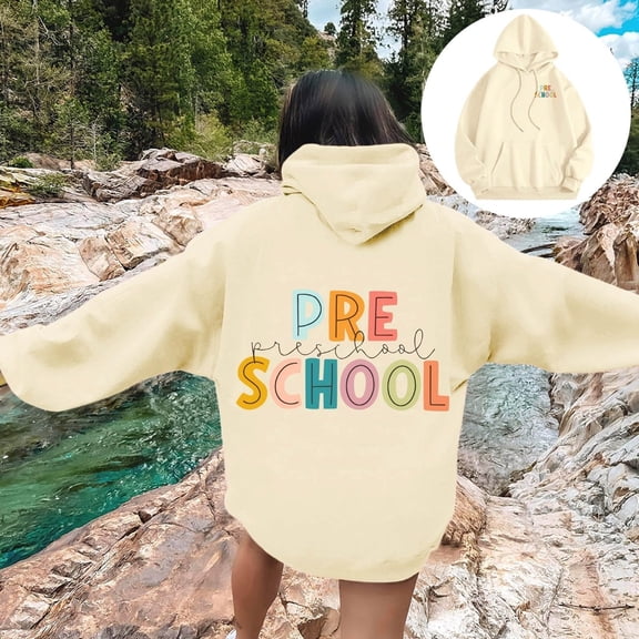Karight Hoodies for Women Cute Preepy Graphic Sweatshirts Oversized Hooded Pullover Tops Fall Clothes