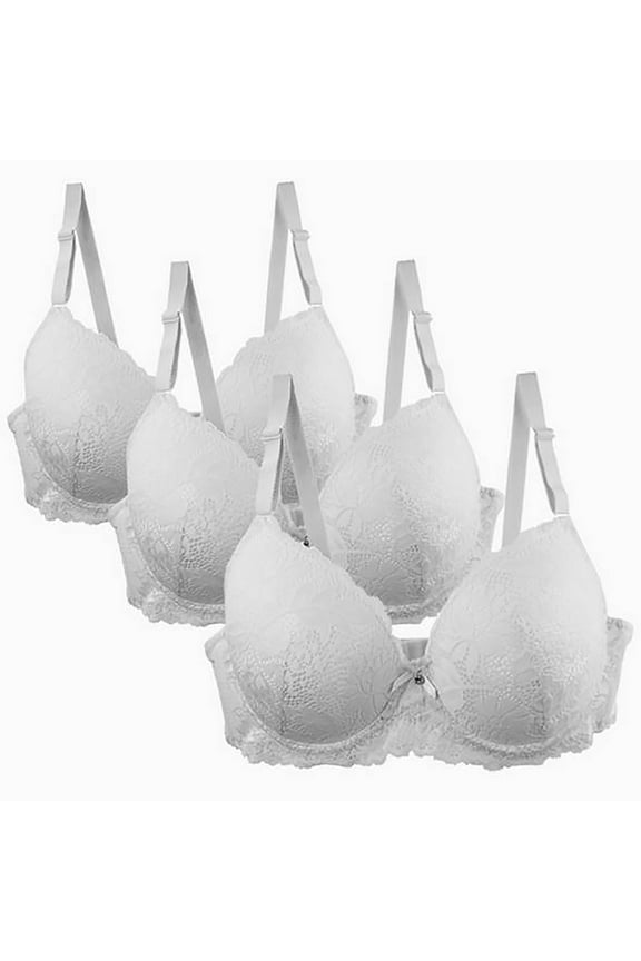 Lace Bras for Women 3 Pack Underwire All Day Comfort Large Bust Everyday Bra Plus Size Full Coverage Lace Bralettes
