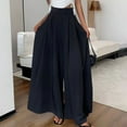 thumbnail image 1 of Karight Ladies' Casual Loose Solid Color Wide Leg Pleated High Waisted Pants, 1 of 4