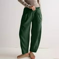 thumbnail image 1 of Karight Linen Pants for Women Summer Casual High Waisted Drawstring White Beach Pant Army Green, 1 of 6