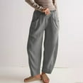 thumbnail image 1 of Karight Linen Pants for Women Summer Casual High Waisted Drawstring White Beach Pant Gray, 1 of 6