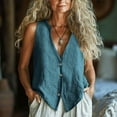 thumbnail image 1 of Karight Linen Tops for Women Summer Casual Dressy Clothes Trendy Sleeveless V Neck Button Down Shirt, 1 of 6