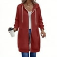 thumbnail image 1 of Karight Long Hoodies for Women Zip Up Double Zipper Fleece Jacket Tunic Sweatshirts Fall Winter Fashion Clothes, 1 of 8