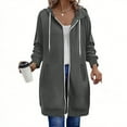 thumbnail image 1 of Karight Long Hoodies for Women Zip Up Double Zipper Fleece Jacket Tunic Sweatshirts Fall Winter Fashion Clothes, 1 of 8