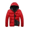 thumbnail image 1 of Karight Mens Winter Coat Zipper Fashion Fall Casual Loose Fit Coats Thickened Cotton Padded Warm Hood Jacket Outwear, 1 of 3