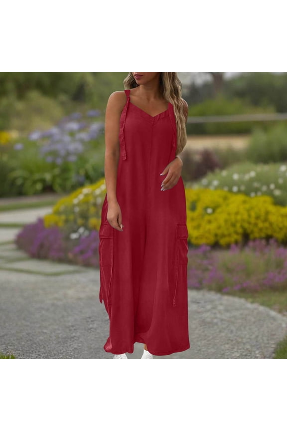 Overalls For Women Loose Fit Wide Leg Jumpsuits Casual Oversized Rompers Long Cargo Pants With Pockets