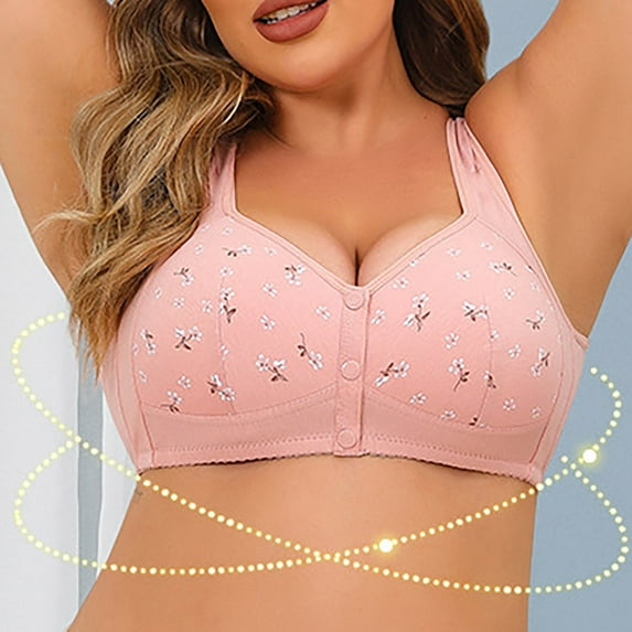Karight Oversized Front Closure Bra for Seniors Women Zipper Up Soft Wireless Bra