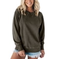 thumbnail image 1 of Karight Oversized Sweatshirt for Women Loose Fit Cotton Pullover Vintage Crew Neck Sweatshirts with Pocket Long Sleeve Shirt, 1 of 5