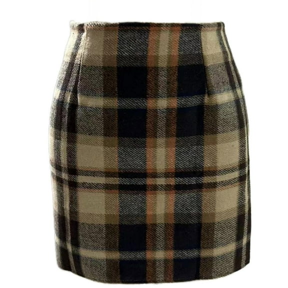 Karight Plaid Mini Skirts for Women High Waist Fall Winter Bodycon Pencil A-Line Skirt