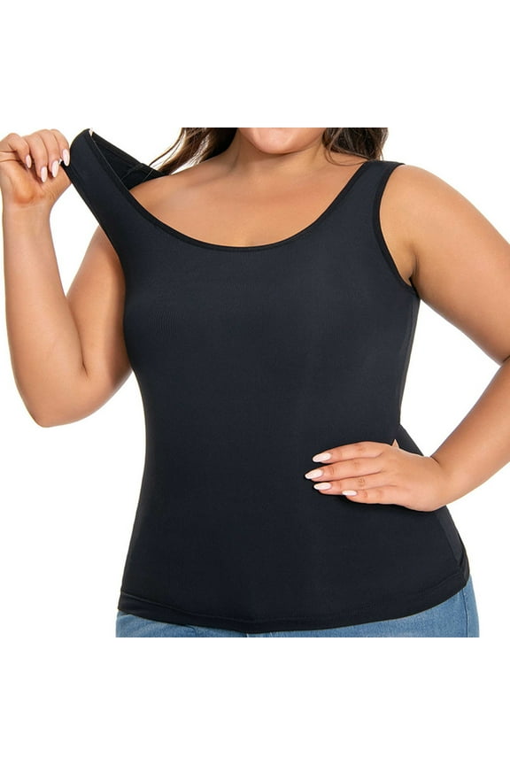 Plus Size Tank Tops Women Built in Bra-Tank Top Womens Shelf Bras Undershirts Under Clothes