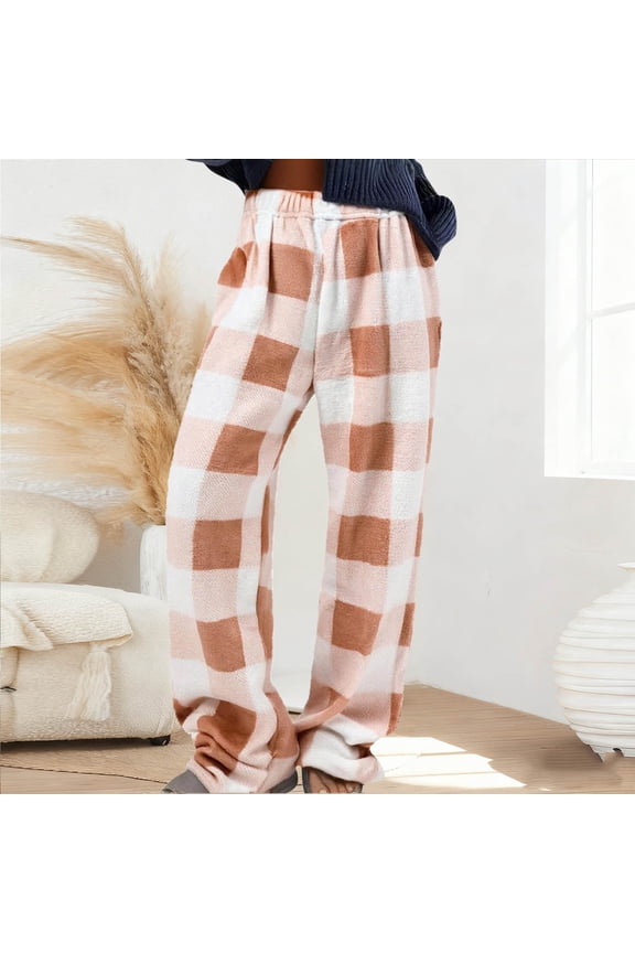 Plush Pajama Pants Women Fluffy Fleece Lounge Pants Fuzzy Warm Pj Bottoms Star Graphic Flannel Loungewear Pant