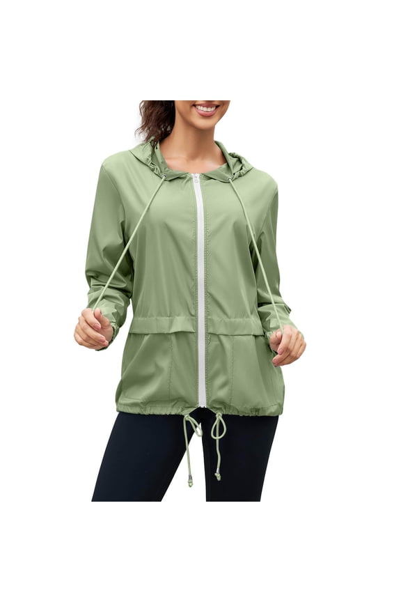 Rain Jacket Women Waterproof Windbreaker Lightweight Rain Jackets with Pockets Packable Raincoats for Women with Hood