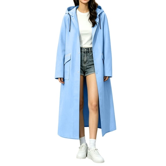 Karight Rain Jacket Women with Hooded Waterproof Lightweight Packable Long Raincoat Poncho for Men Adults