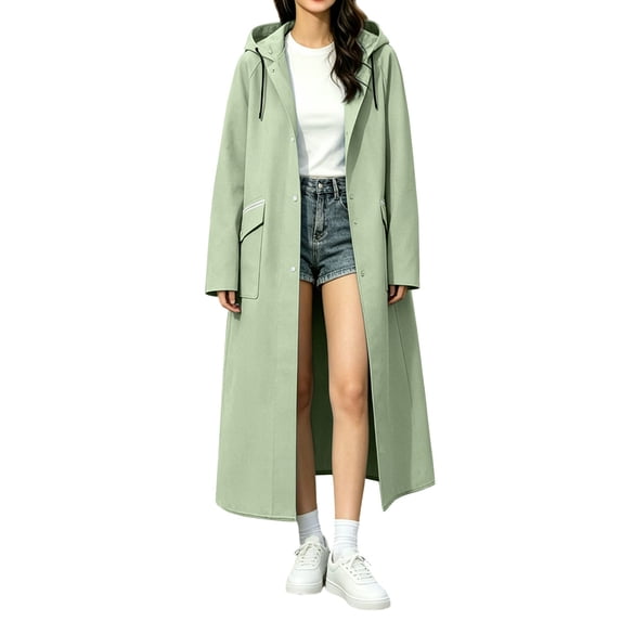 Karight Rain Jacket Women with Hooded Waterproof Lightweight Packable Long Raincoat Poncho for Men Adults