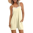 thumbnail image 1 of Karight Rompers for Women Casual Summer Shorts Trendy Vacation Loose Sleeveless Beach Romper Jumpsuits with Pockets, 1 of 7