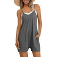 thumbnail image 1 of Karight Rompers for Women Casual Summer Shorts Trendy Vacation Loose Sleeveless Beach Romper Jumpsuits with Pockets, 1 of 7