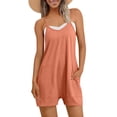 thumbnail image 1 of Karight Rompers for Women Casual Summer Shorts Trendy Vacation Loose Sleeveless Beach Romper Jumpsuits with Pockets, 1 of 6