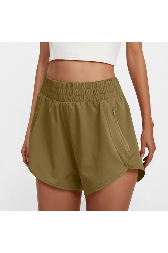 Running Shorts for Women High Waisted Quick Dry Athletic Shorts Lightweight Workout Biker Shorts with Zipper Pockets