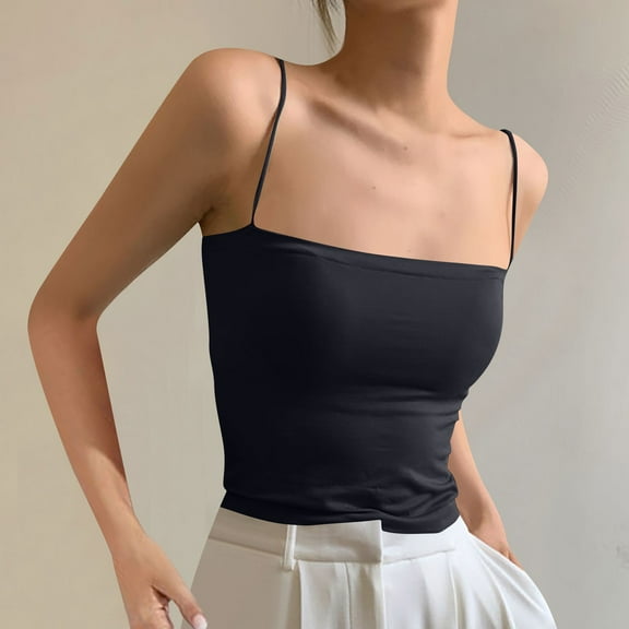 Karight Running with Built in Bras Tank Top for Women Casual Gym Camisole Sleeveless Shirts Spaghetti Straps Sports Cami