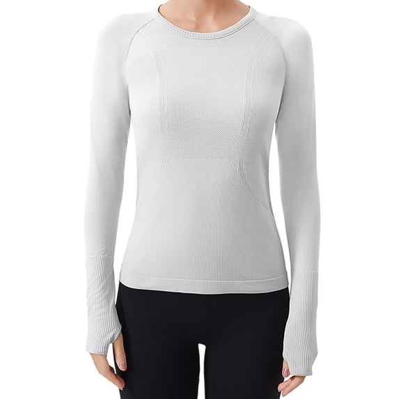 Karight Seamless Workout Shirts for Women Long Sleeve Compression Shirts Slim Fit Athletic Yoga Tops