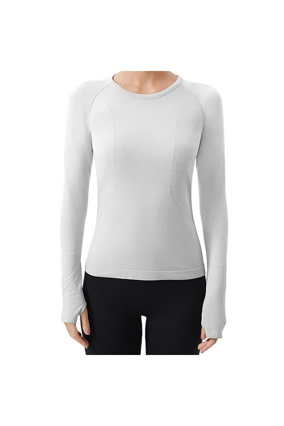 Seamless Workout Shirts for Women Long Sleeve Compression Shirts Slim Fit Athletic Yoga Tops