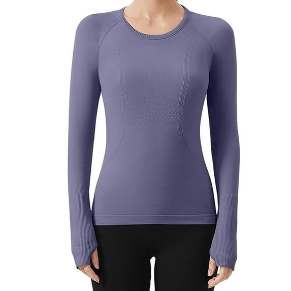 Karight Seamless Workout Shirts for Women Long Sleeve Compression Shirts Slim Fit Athletic Yoga Tops