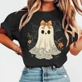 thumbnail image 1 of Karight Shirts for Women Bow Ghost Shirt Cute Spooky Tshirt Fall Flower Graphic Tees Casual Short Sleeve Tops, 1 of 4